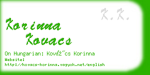 korinna kovacs business card